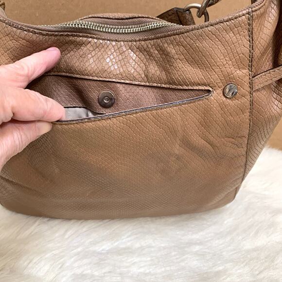 MICHAEL KORS Large N/S Top Zip MEGAN Hobo Dark Dune Snake-Embossed Leather - Picture 8 of 16